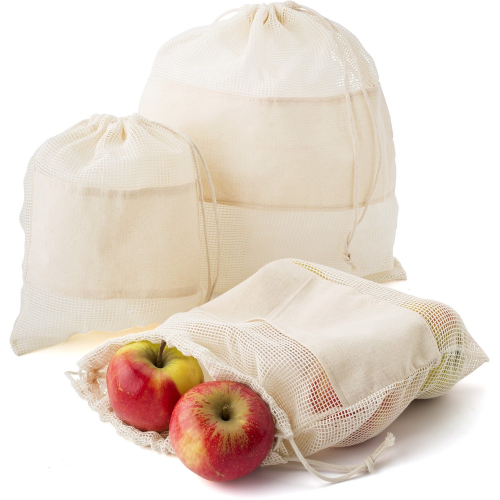 Sacs en coton organique pour fruits et lgumes 3 pices