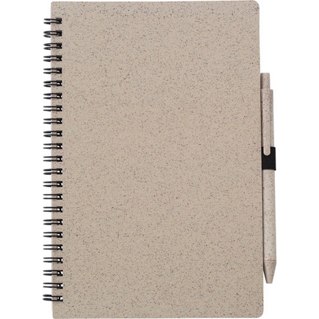 Carnet de paille de bl env. A5 avec Stylo bille