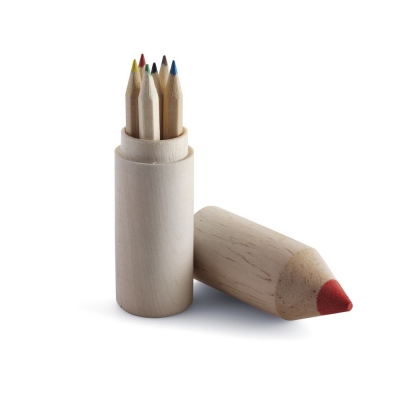 Tube en bois de 6 crayons