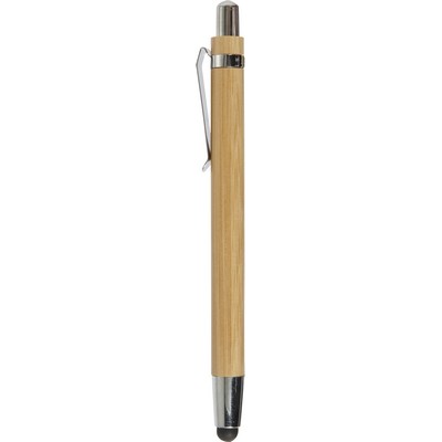 Stylo bille en bambou et stylet tactile