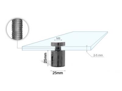 Lot de 4 Fixations murales Entretoises 25x25mm Aluminium