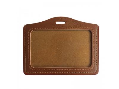 Lot de 100 porte-badges souples aspect cuir marron