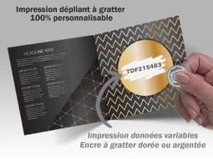 Impression depliant a gratter donnees variables