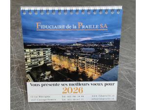 Calendrier de Table personnalis� avec impression couleur et reliure spirale pour FIDUCIAIRE DE LA PRAILLE � Carouge