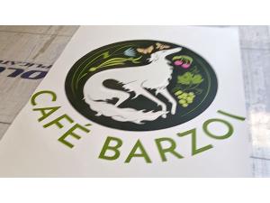 Adh�sif mural avec impression recto en couleurs pour SAS Caf� Barzoi � Annecy