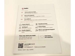 Flyer A5 impression sur les deux faces en couleurs papier 170g demi mat pour Relocation & Expat Services GmbH � Lutry